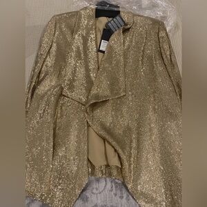 RACHEL ZOE Lena Sequin Jacket Light Gold Size 10 NWT F19J109